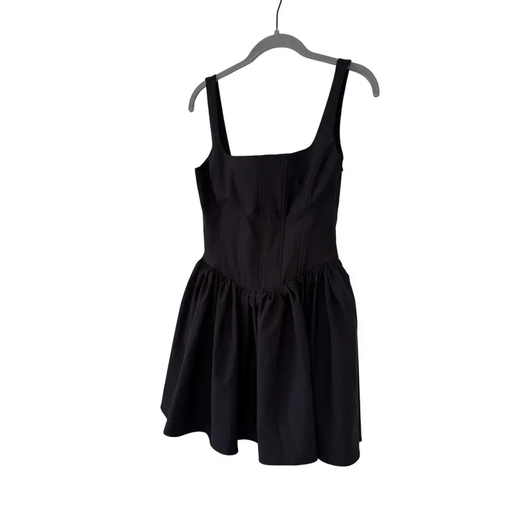 Zara Women’s Black Corset Fit Flare Mini Dress Square Neck Sleeveless Size S - Picture 4 of 10